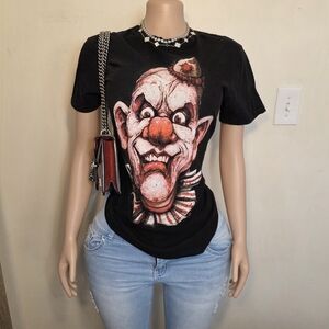 ☆Spencer's Black T-Shirt with Clown Graphic☆